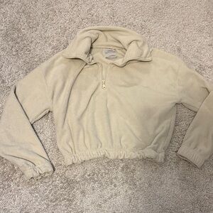 Urban Outfitters Cream Fleece Quarter Zip Jacket
